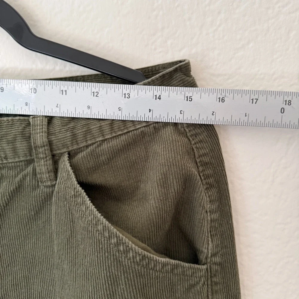 Angel Kiss Corduroy Cargo Pants 13/31 Green Wide Leg Utility Workwear Vibe